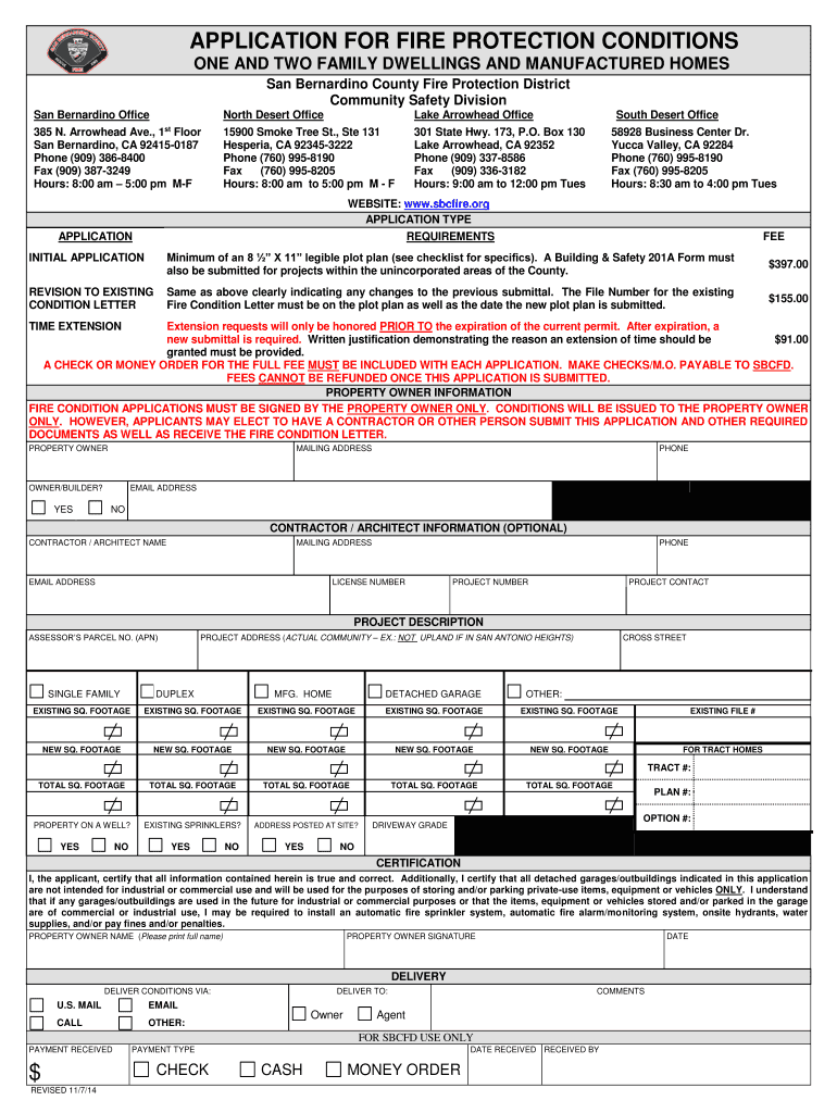 Fillable Online san bernardino county fire department County of San