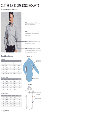 Fillable Online CUTTER & BUCK MEN'S SIZE CHARTS Fax Email Print - pdfFiller