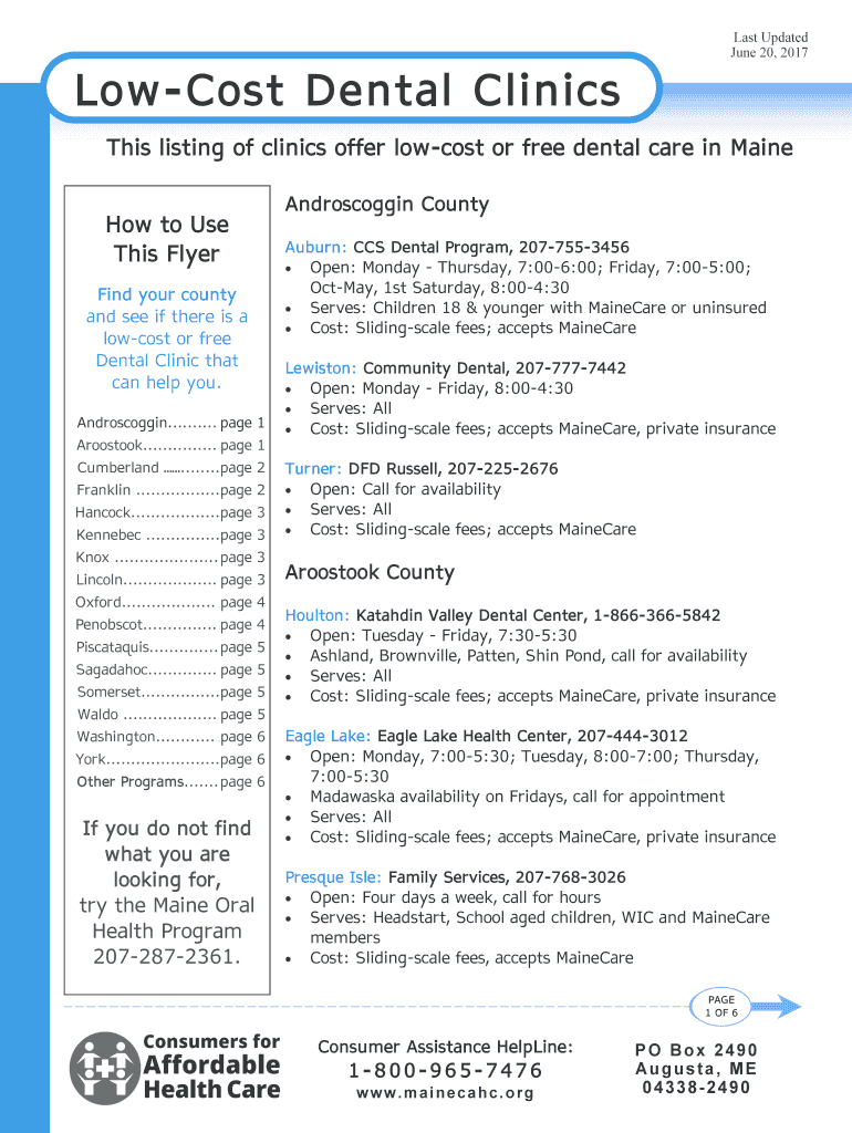 Fillable Online LowCost Dental Clinics Fax Email Print pdfFiller