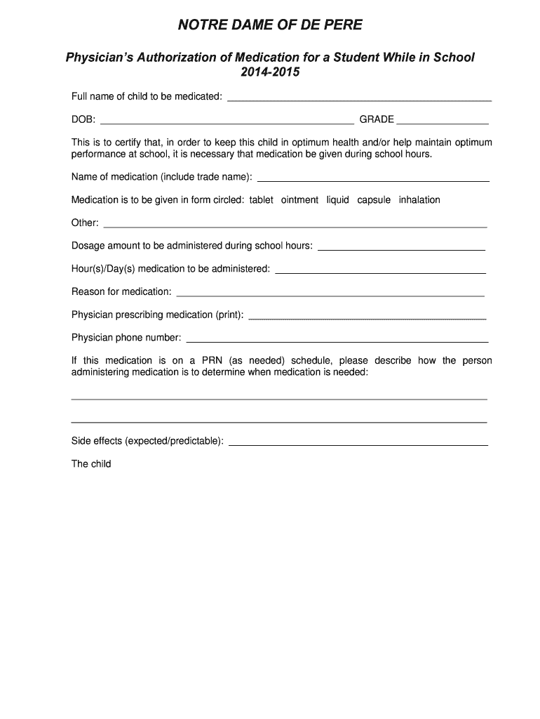 Fillable Online Physician's Authorization of Medication Fax Email Print