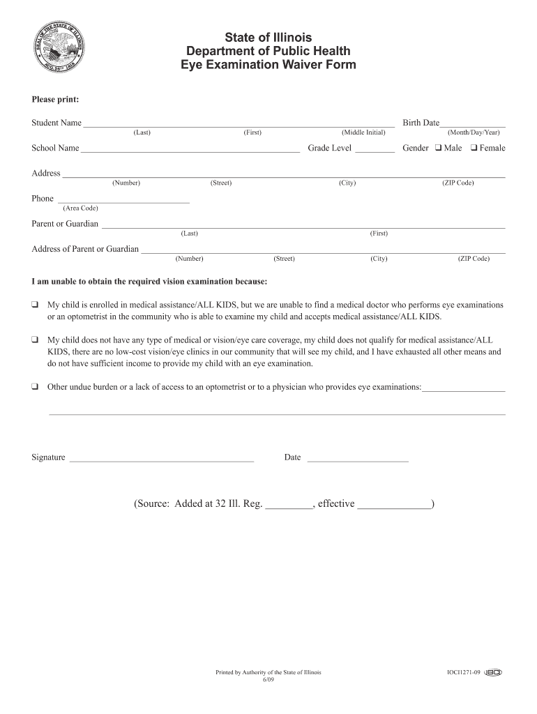 Fillable Online Eye Examination Waiver Form Fax Email Print pdfFiller