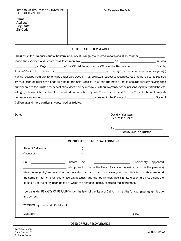 Fillable Online Property Bond Deed of Full Reconveyance Fax Email Print