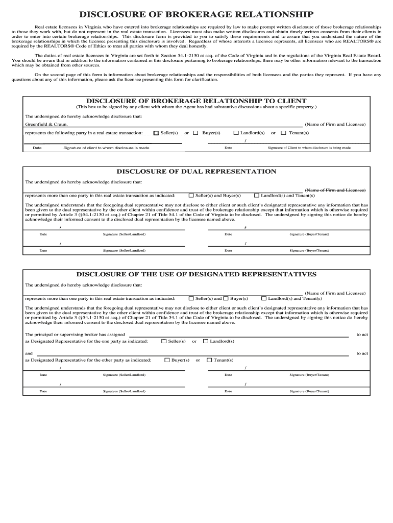 Fillable Online Real estate licensees in Virginia who have entered into