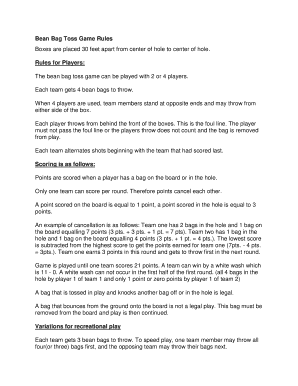 Fillable Online Bean Bag Toss Game Rules Fax Email Print - pdfFiller