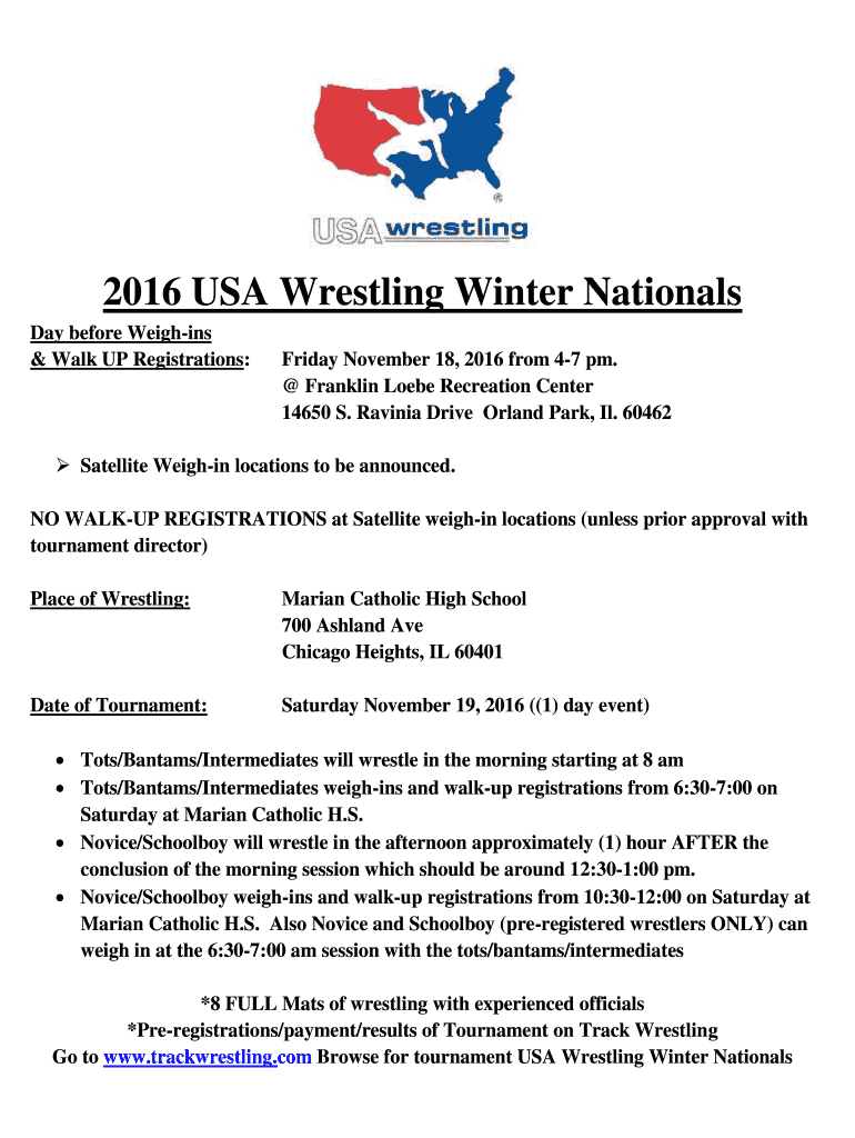 Fillable Online Day before Weighins Fax Email Print pdfFiller