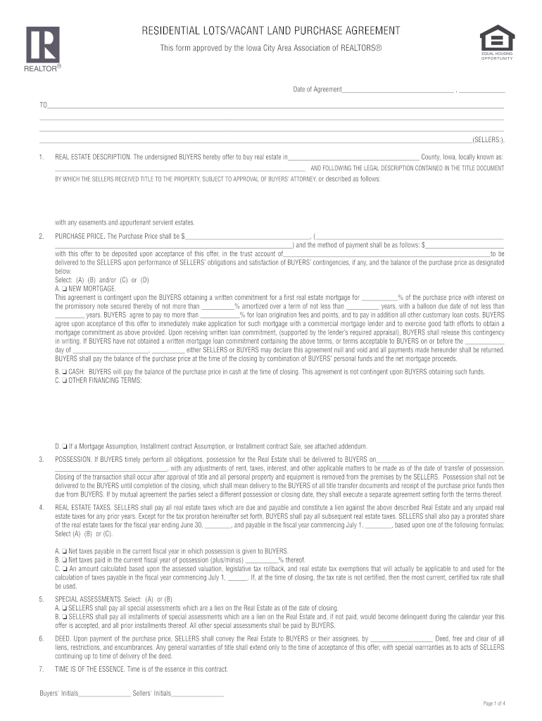 Iowa land purchase agreement Fill out & sign online DocHub