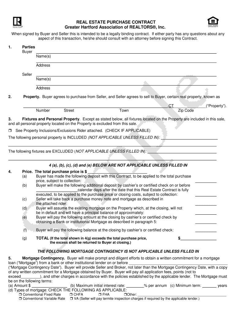 Greater Hartford Association Of Realtors Purchase Contract 20202021