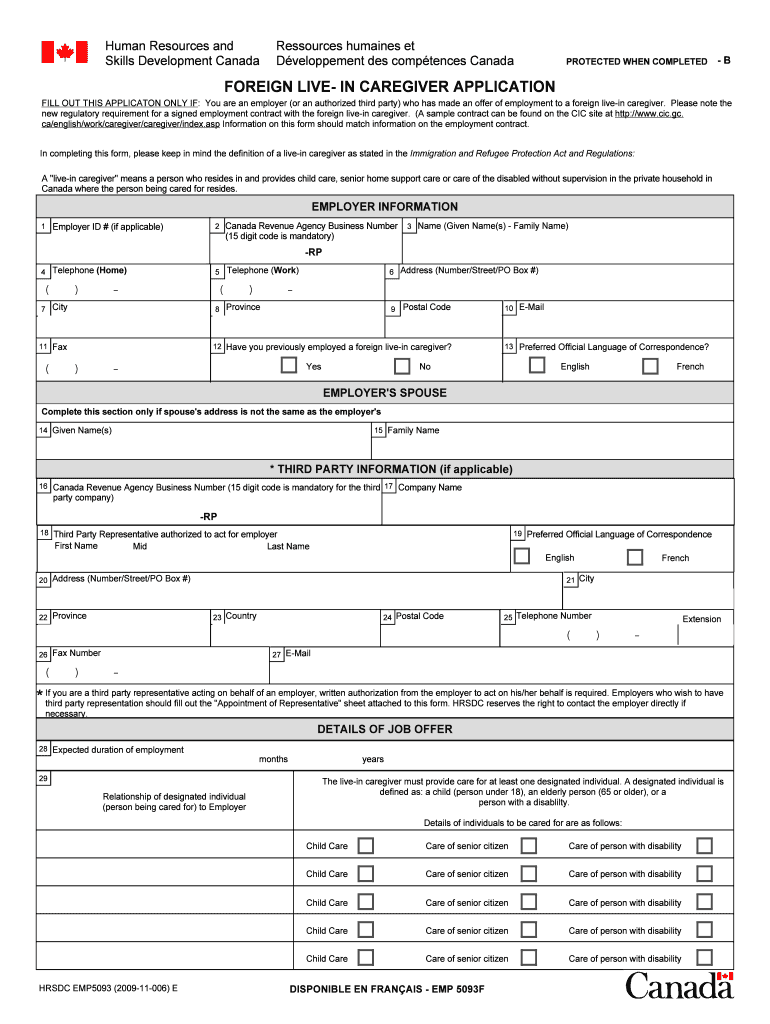 Fillable Online FOREIGN LIVE IN CAREGIVER APPLICATION eStaffings Fax