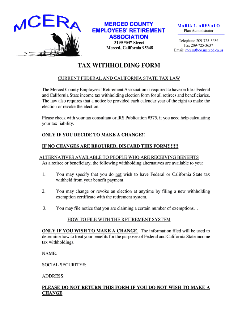 Fillable Online TAX WITHHOLDING FORM Merced County Fax Email Print