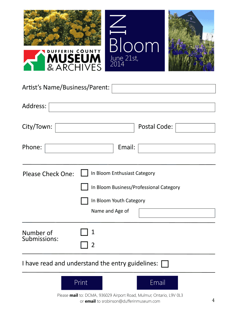 Fillable Online Call for Entry Dufferin County Museum and Archives