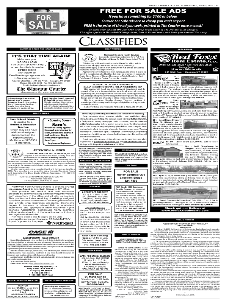 Fillable Online The Glasgow Courier Homepage Fax Email Print pdfFiller