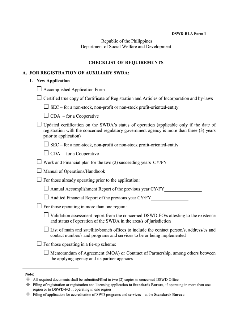 PH DSWDRLA Form 1 Fill and Sign Printable Template Online US Legal