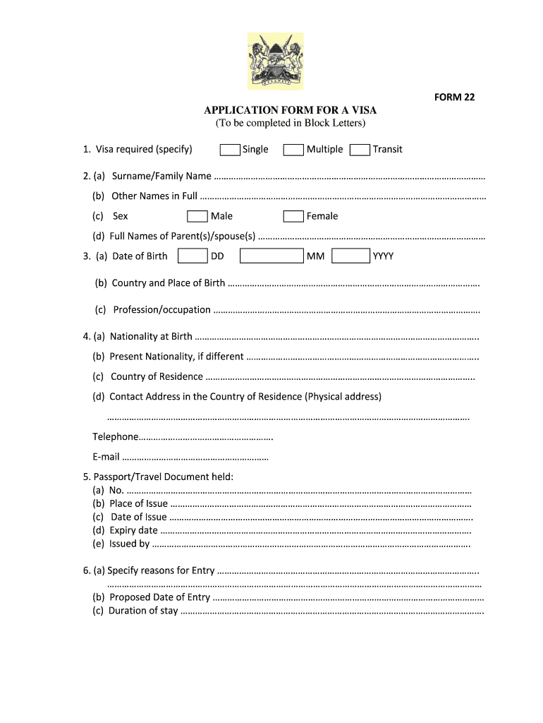Kenya visa application form Fill out & sign online DocHub