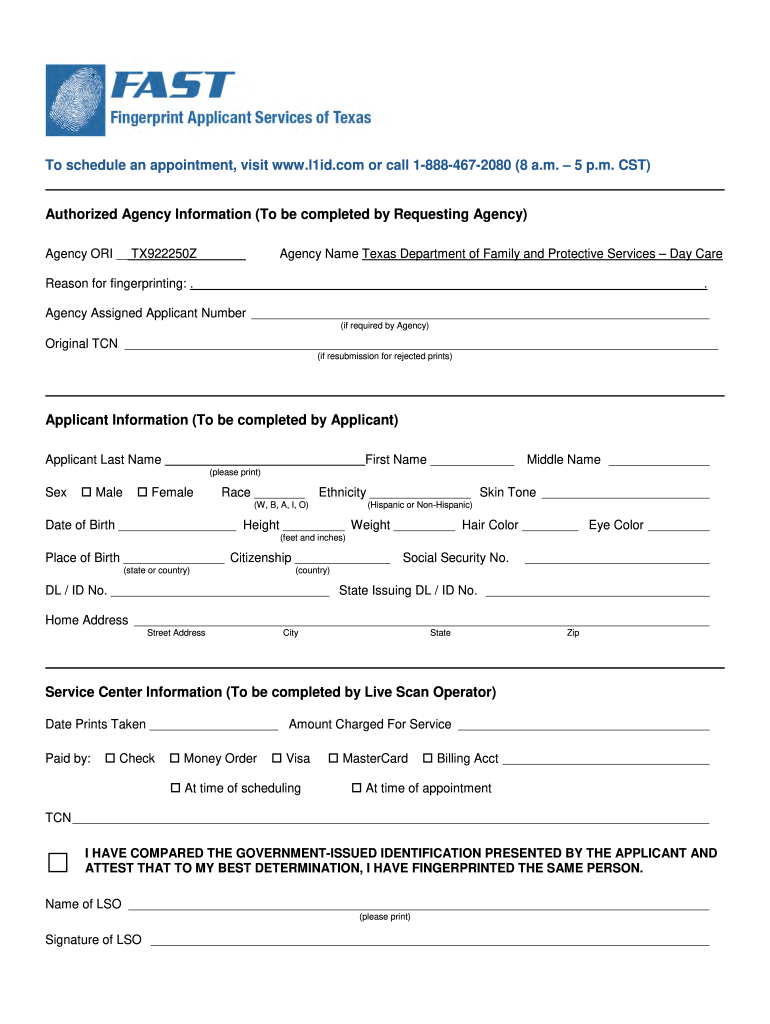 Texas fingerprinting Fill out & sign online DocHub