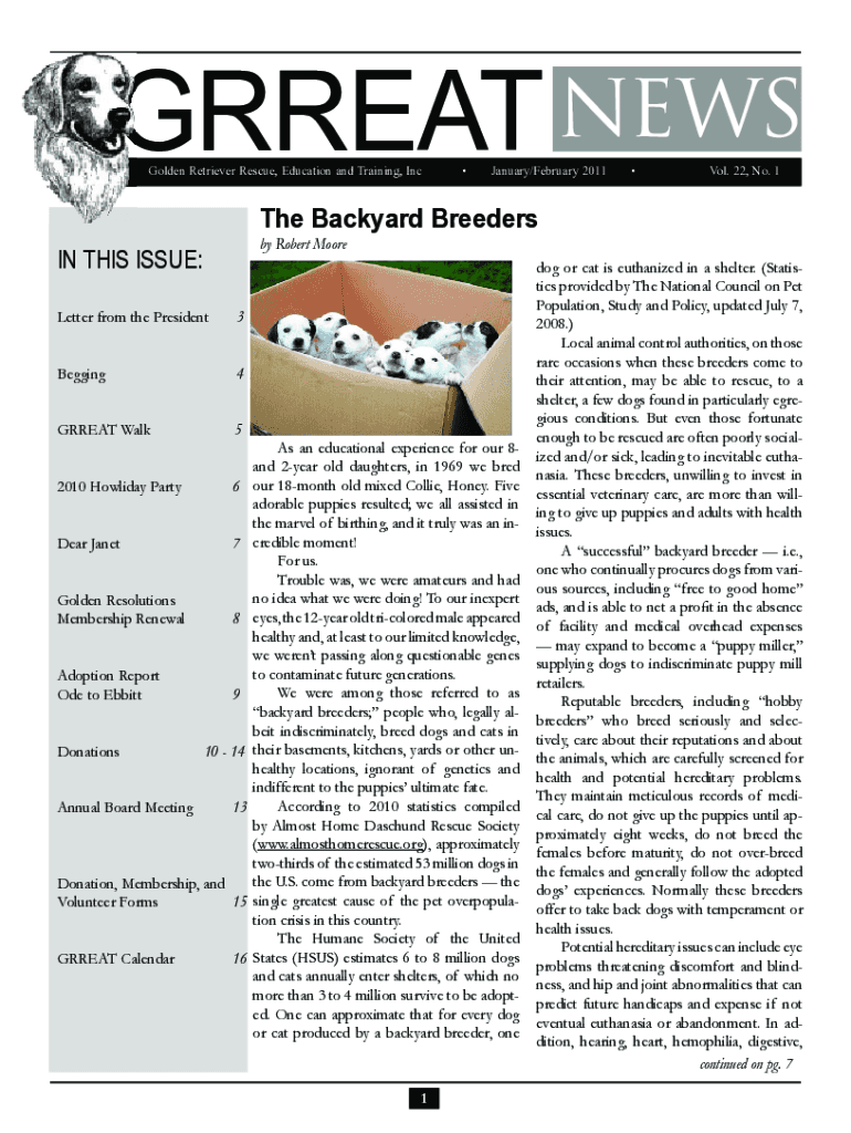 Fillable Online Backyard breeders present hardtospot issues with dogs