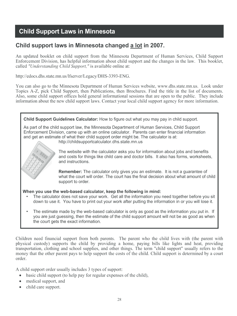Fillable Online Child Support Laws in Minnesota Fax Email Print pdfFiller