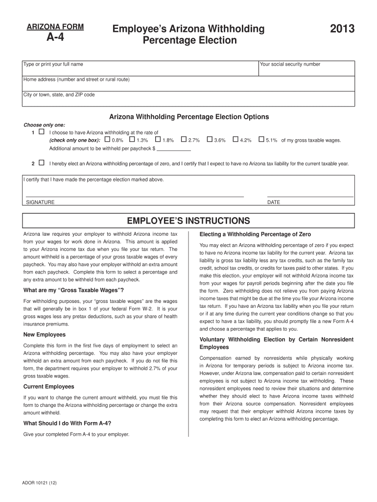 Fillable Online Arizona Form A4 Accent on Family Care Services Fax