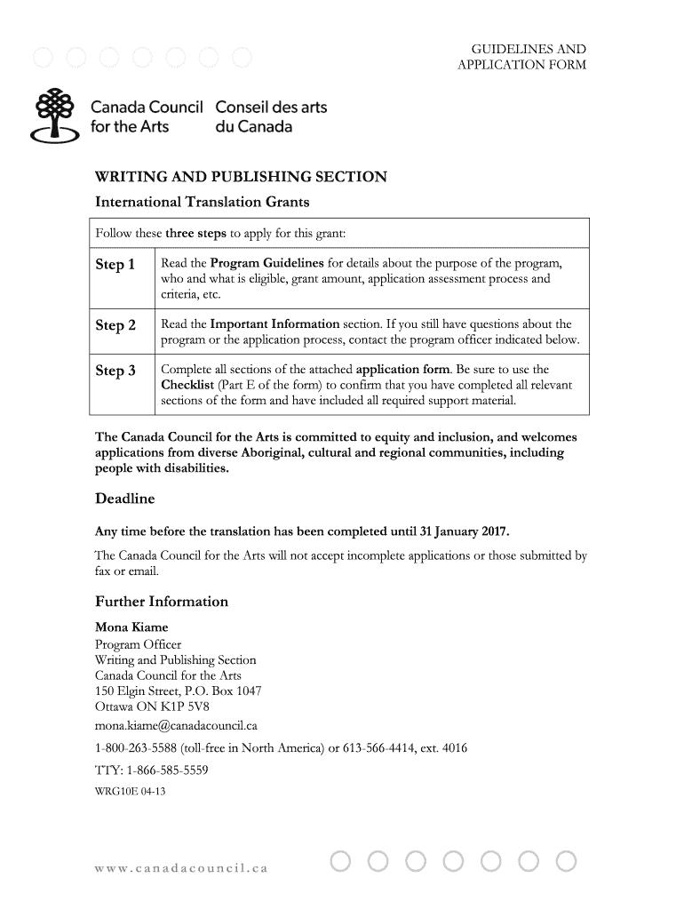 Fillable Online International Translation Grants Fax Email Print