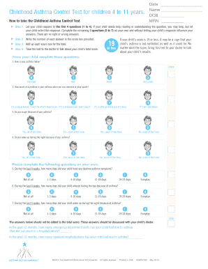 Fillable Online Childhood Asthma Control Test for children 4 to 11