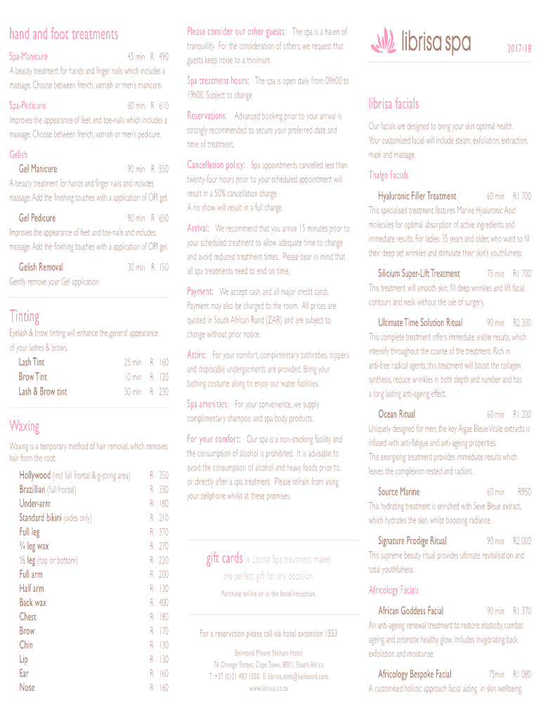 Fillable Online hand and foot treatments Fax Email Print pdfFiller