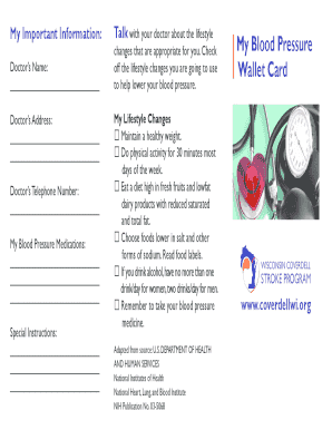 Blood Pressure Wallet Cards - Fill Online, Printable, Fillable, Blank