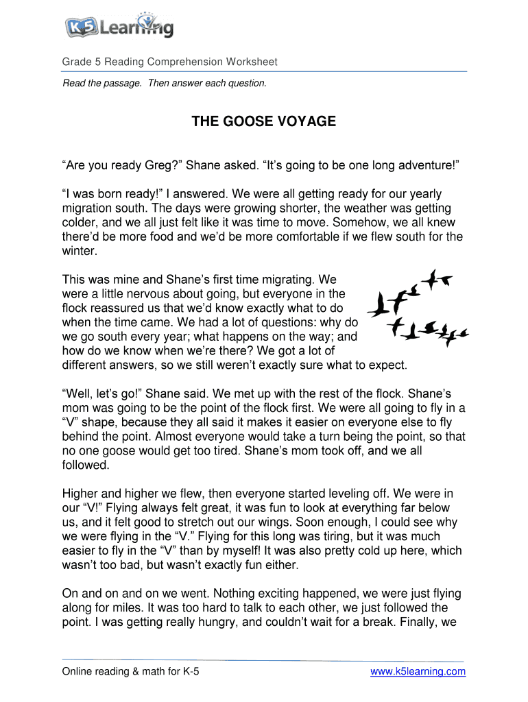 Reading Comprehension For Grade 5 With Multiple Choice Questions Pdf