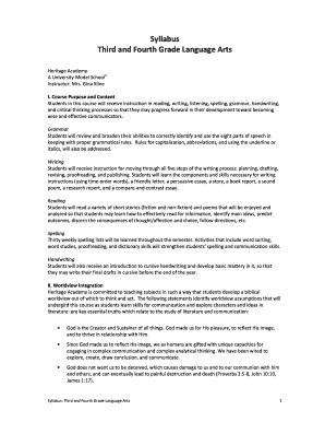 Fillable Online Third and Fourth Grade Language Arts Fax Email Print