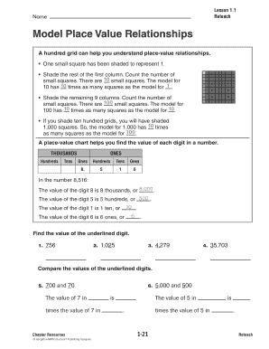 Fillable Online Model Place Value Relationships Fax Email Print - pdfFiller