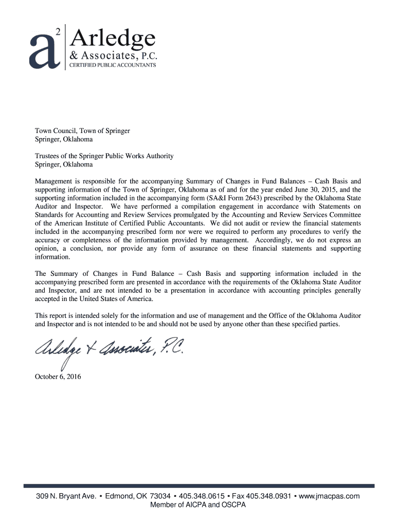 Fillable Online Town Council, Town of Springer Fax Email Print pdfFiller