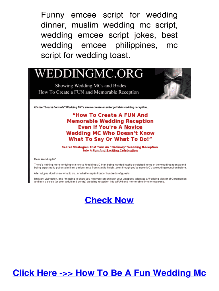 Fillable Online Funny emcee script for wedding Fax Email Print pdfFiller