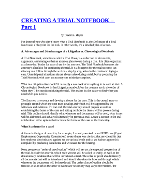CREATING A TRIAL NOTEBOOK Part 1 Doc Template | pdfFiller
