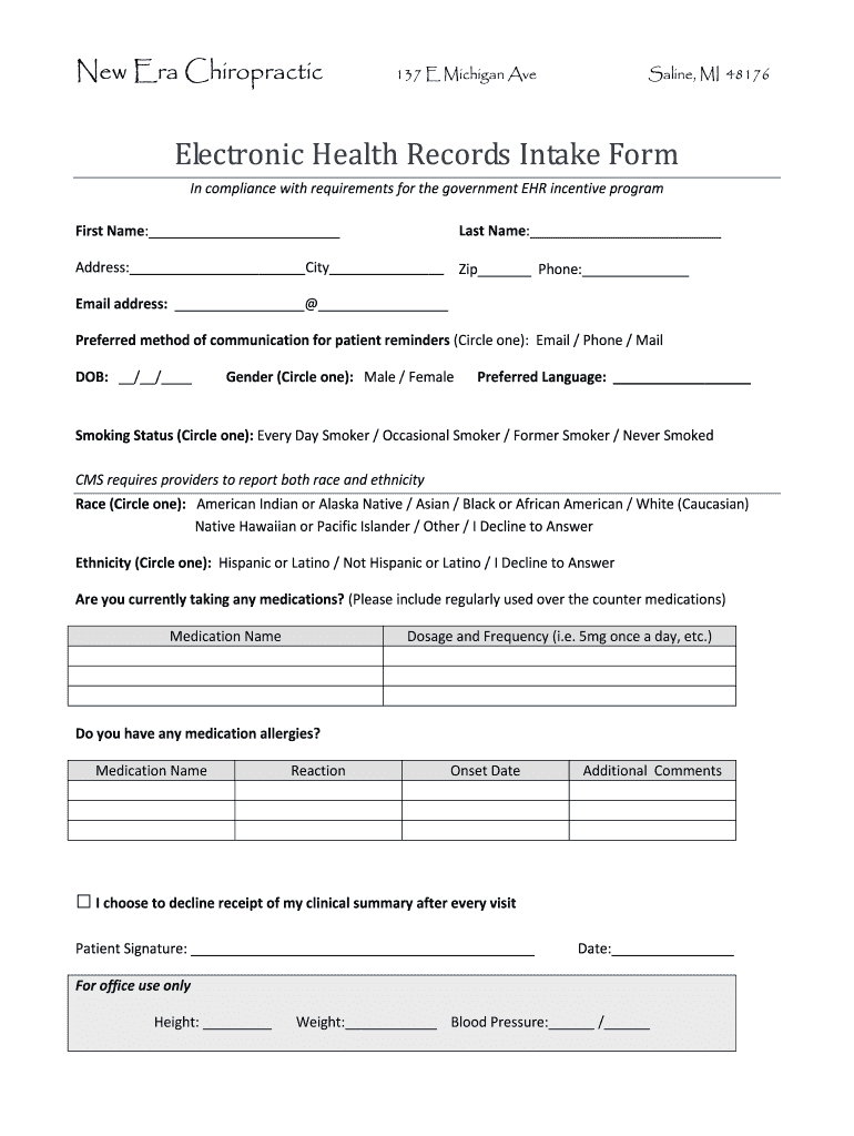 Fillable Online New Era Chiropractic Fax Email Print pdfFiller