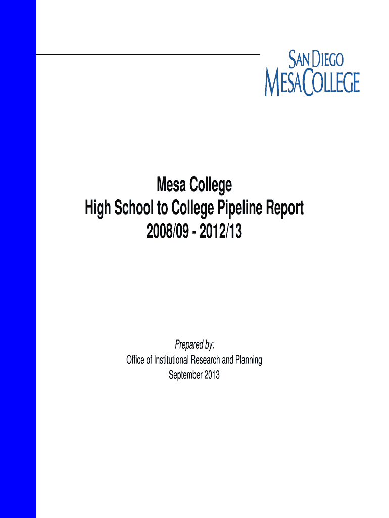 Fillable Online research sdccd Mesa College High School to College