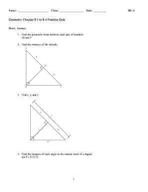Chapter 8 Quiz 3 Geometry Answers - Fill Online, Printable, Fillable