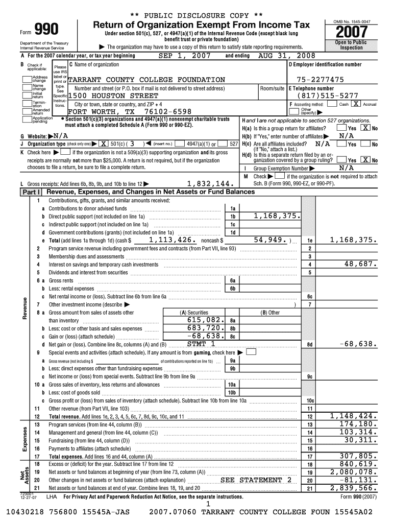 Fillable Online tccd Return of Organization Exempt From Tax
