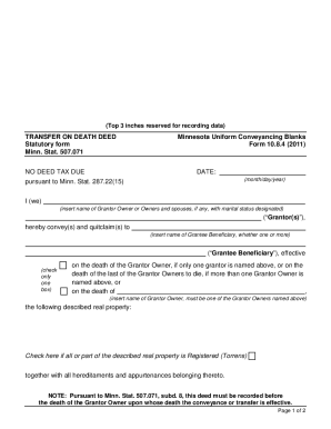Transfer On Death Deed Form Minnesota 2020-2025 - Fill and Sign