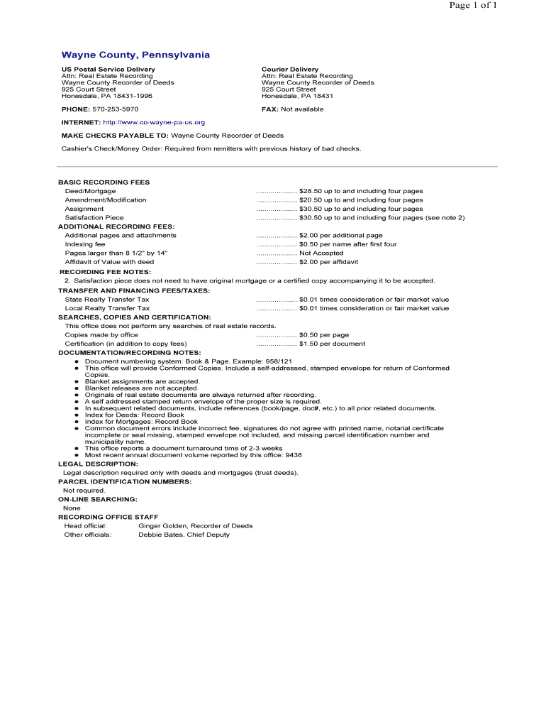 Fillable Online Wayne County Recorder of Deeds Fax Email Print pdfFiller