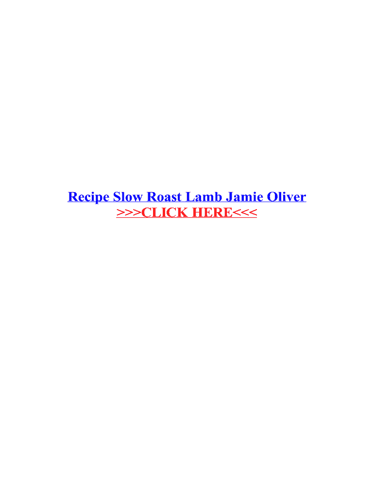 Fillable Online Recipe Slow Roast Lamb Jamie Oliver Fax Email Print