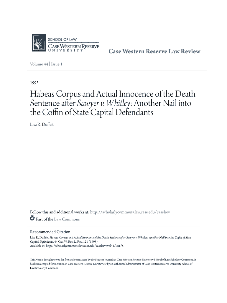 Fillable Online Habeas Corpus and Actual Innocence of the Death Fax