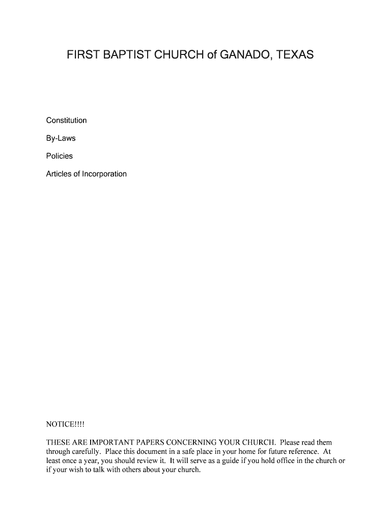 Fillable Online FIRST BAPTIST CHURCH of GANADO, TEXAS Fax Email Print