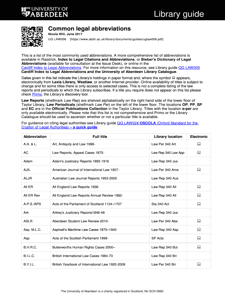 Fillable Online Common legal abbreviations Fax Email Print pdfFiller