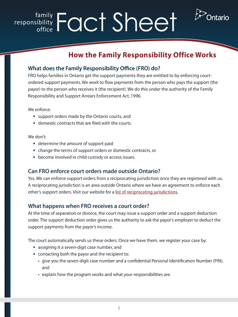 Fillable Online How the Family Responsibility Office Works Fax Email