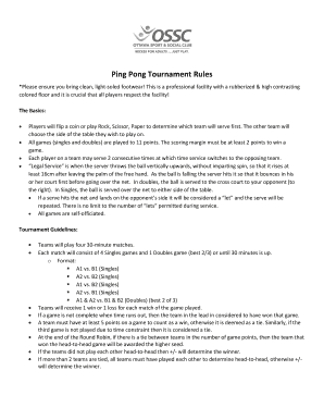 Fillable Online Ping Pong Tournament Rules Fax Email Print - pdfFiller