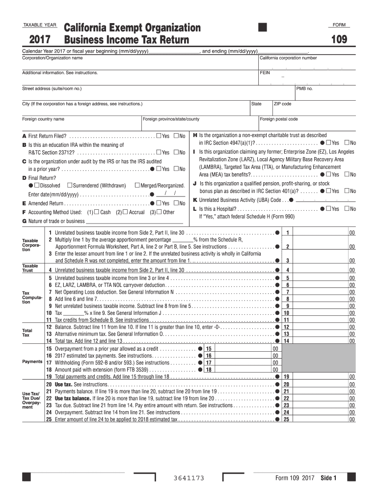 CA FTB 109 2017 Fill out Tax Template Online US Legal Forms