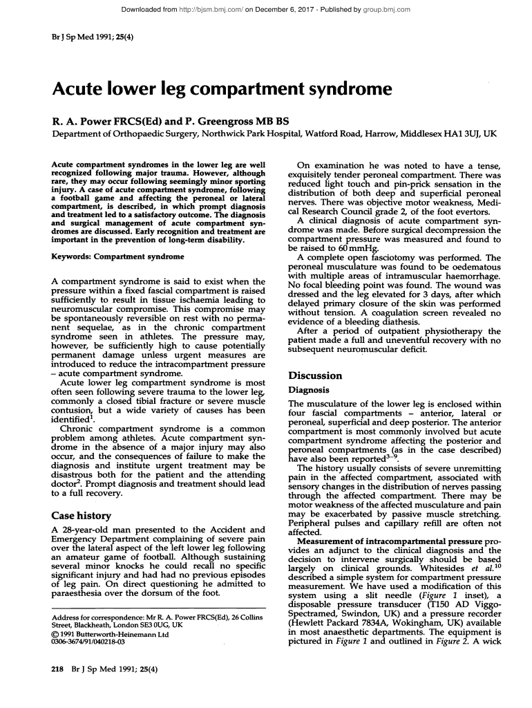 Acute Lower Leg Compartment Syndrome Orthopedics Comp vrogue.co