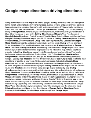 Fillable Online Google maps directions driving directions Fax Email