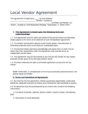 67+ Free Editable Vendor Agreement Templates in MS Word [DOC] | pdfFiller