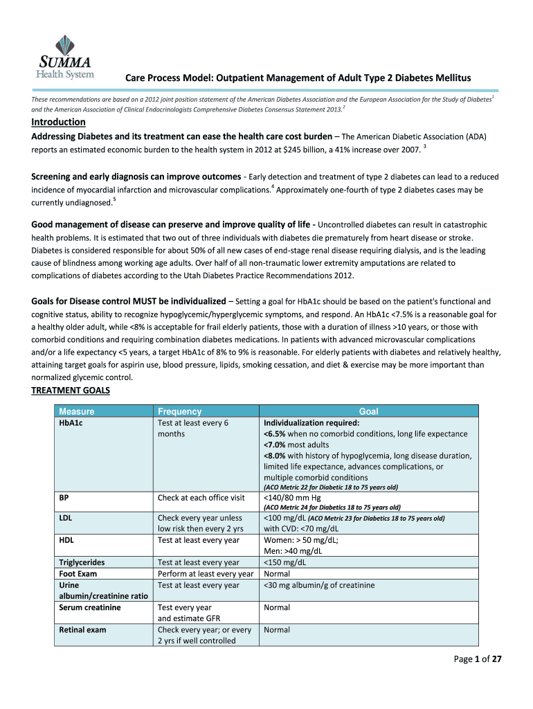 Fillable Online Care Process Model Outpatient Management of Adult Type
