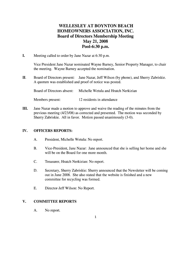 Fillable Online WELLESLEY AT BOYNTON BEACH Fax Email Print pdfFiller