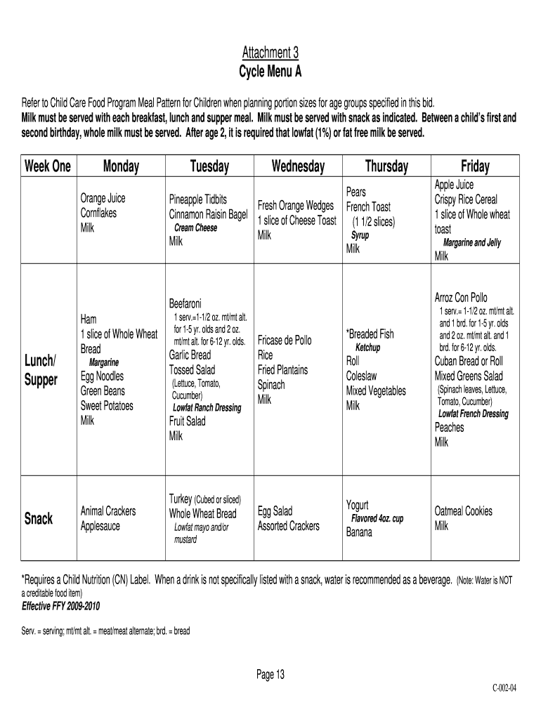 Fillable Online Child Care Food Program (CCFP) Florida Department of
